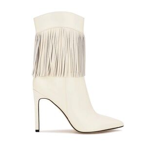Elegant White Fringe Ankle Boots